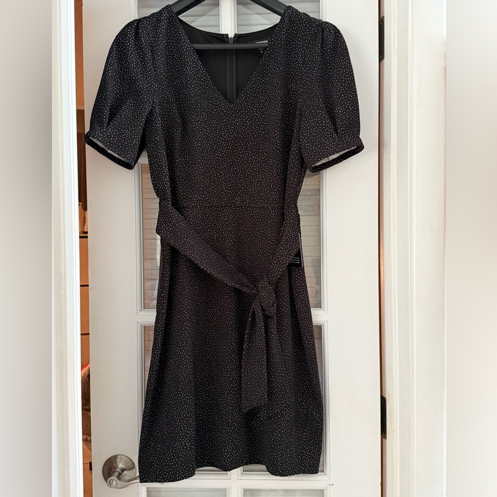 Express Black Midi Dress with Subtle Dots